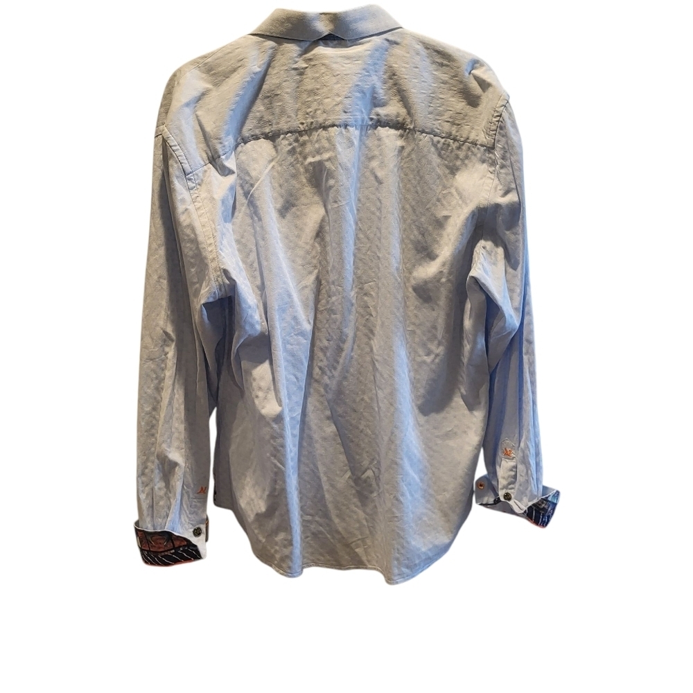 Au Noir Men’s Light Blue Long Sleeve Button Up Flip Cuff Shirt Size 5 (XL) - Picture 2 of 11